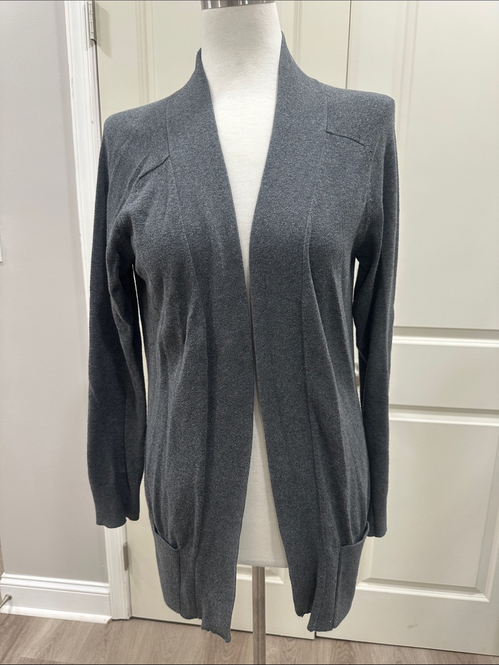 Kersh Charcoal Gray Open-Front Women's Cardigan